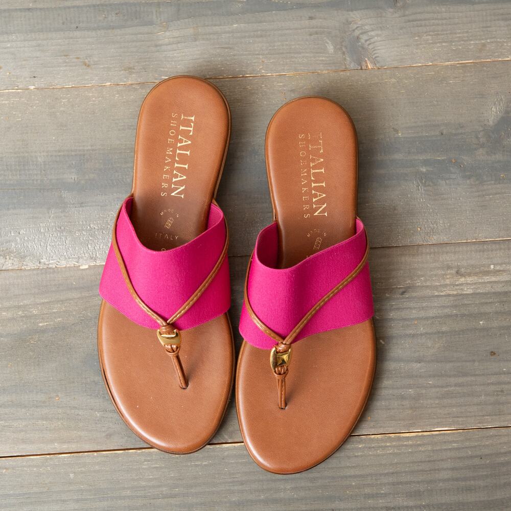 Italian Shoemakers Layna Sandals Fuchsia Pink Brown Gold Sz 8 Made in Italy